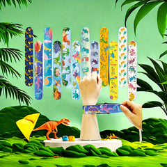 12pcs Dinosaur Slap Bands Snap Bracelets Wristbands Party Favors