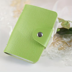 24 Card Slots Double-sided Card Case Solid Leather Wallet PVC Lady Card Holder