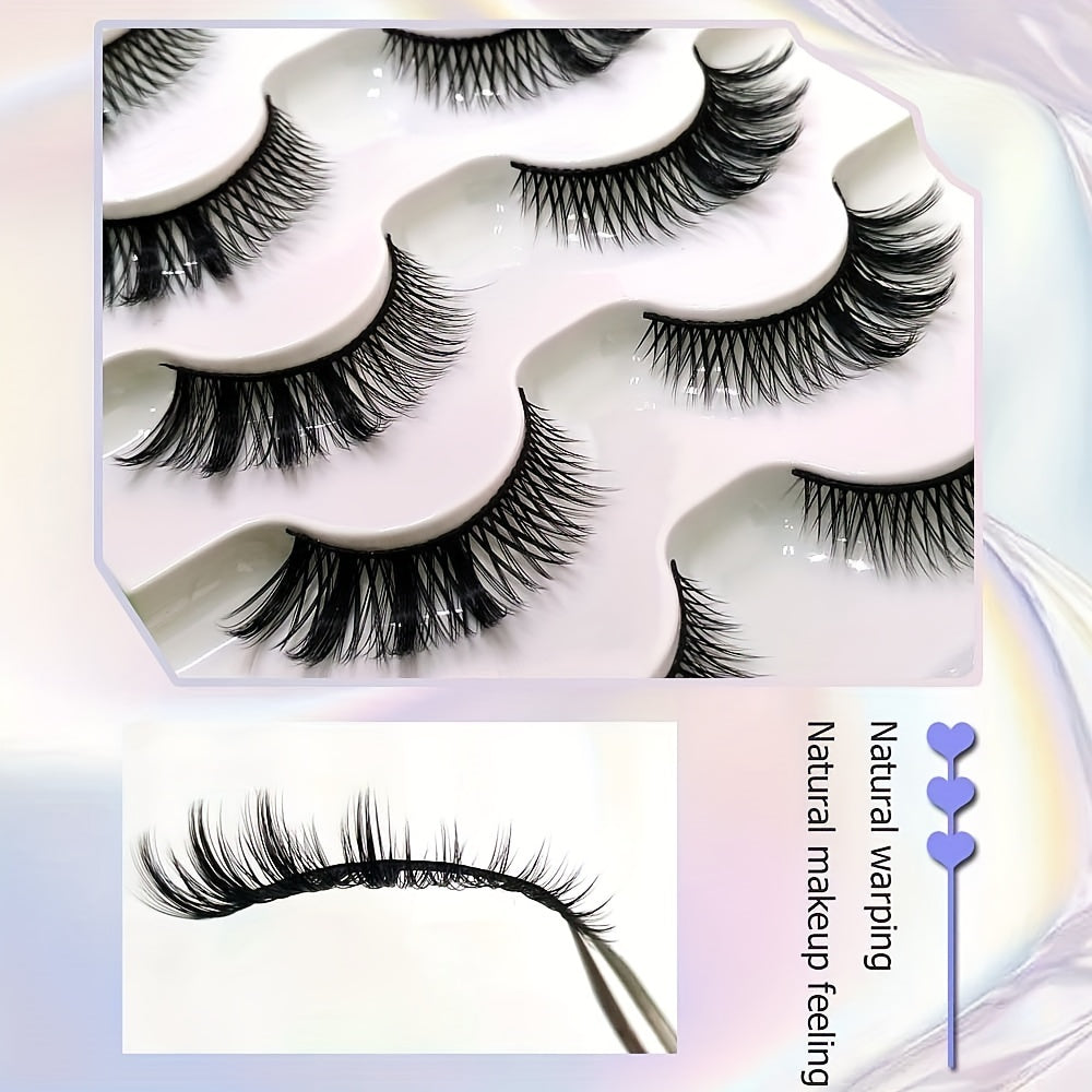 5 Pairs Short Cross Cat Eye Faux Mink False Eyelashes