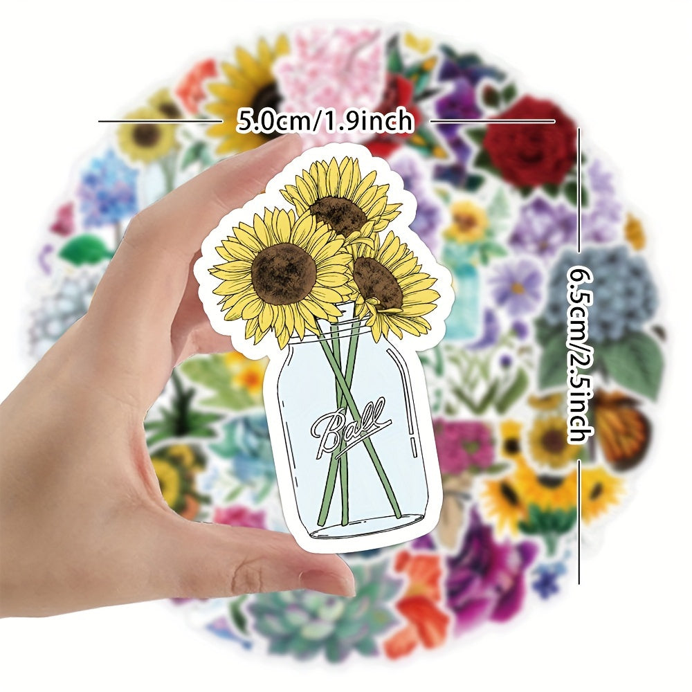 50pcs Flower Bouquet Graffiti Stickers for Laptop Helmet Water Cup DIY Journal