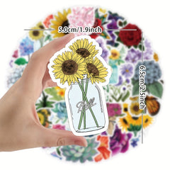 50pcs Flower Bouquet Graffiti Stickers for Laptop Helmet Water Cup DIY Journal