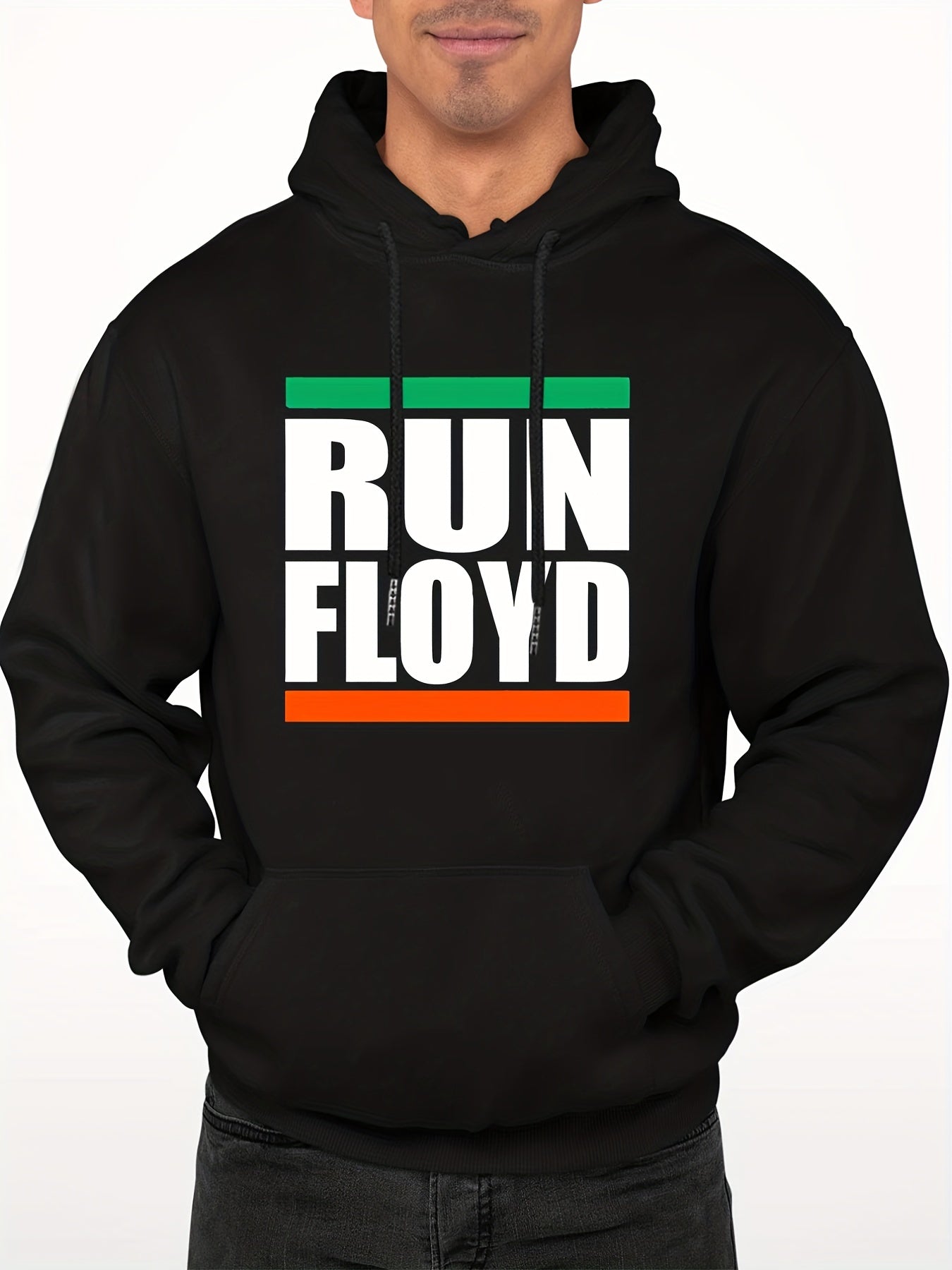 Men's Letter Print Hooded Sweatshirt Drawstrings