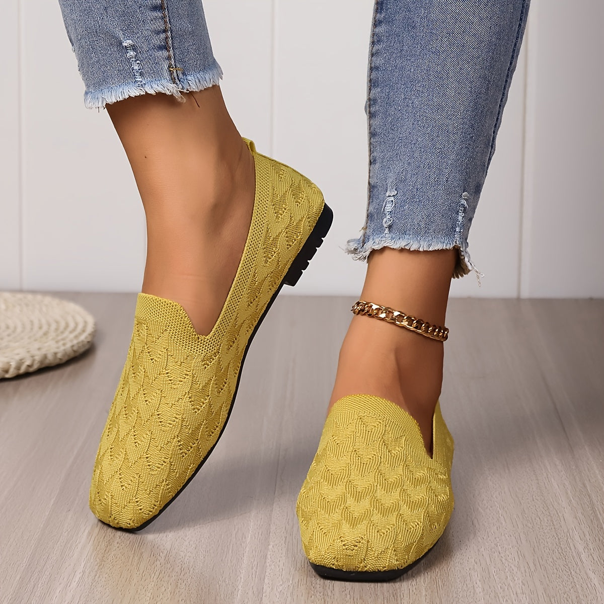 Square Toe Ballet Flats Slip On Shoes Casual & Comfy