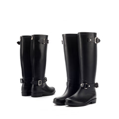 Women's Low Heel Rain Boots Solid Buckle Waterproof Outdoor Shoes