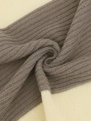 Colorblock Ribbed Long Sleeve Open Front Cardigan