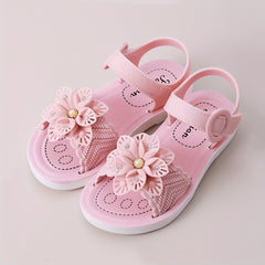 Flower Solid Open Toe Sandals for Baby Girls Breathable Non-Slip Sandals