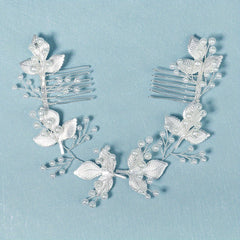 Leaf & Faux Pearl Hair Comb Bridal Wedding Headwear Hair Styling Accessory