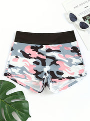 Colorblock Sports Lounge Shorts Elastic Waistband Womens Loungewear