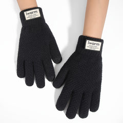 Knitted Gloves Thickened Plus Velvet Warm Touch Screen Non-slip Gloves