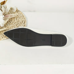 Pointed Toe Ballet Flats Metal Chain Slip On Shoes