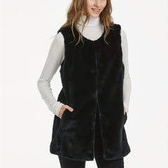 Fuzzy Vest Casual Crew Neck Sleeveless Winter Vest Women's Clothing