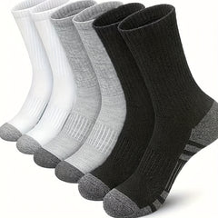 3 Pairs Men's Mid Crew Sport Socks - Sweat Absorbing, Comfy, Breathable