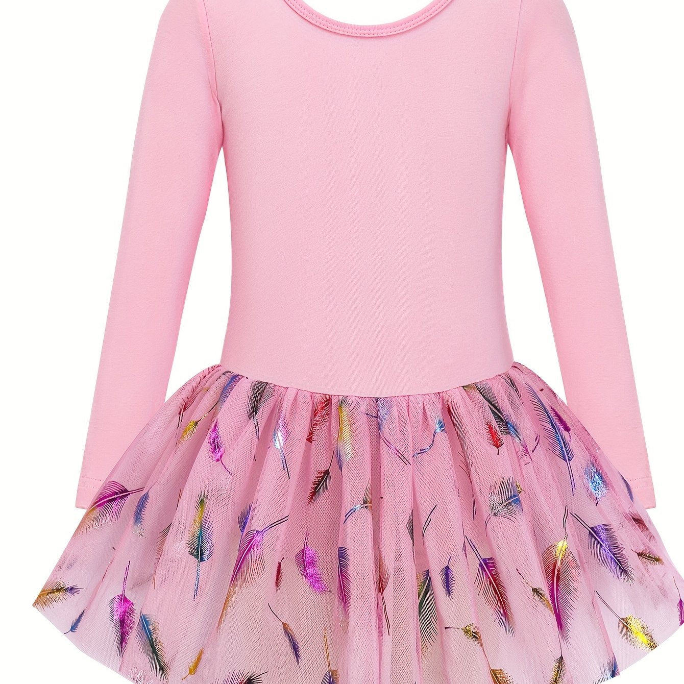 Girls Comfy Cross Back Long Sleeve Tutu Ballet Leotard