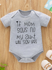Newborn Short Sleeve Romper Letter Graphic Bodysuit