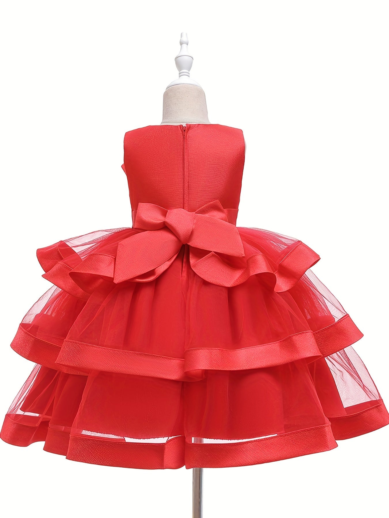 Layered Mesh Sleeveless Puffy Dress for Girls