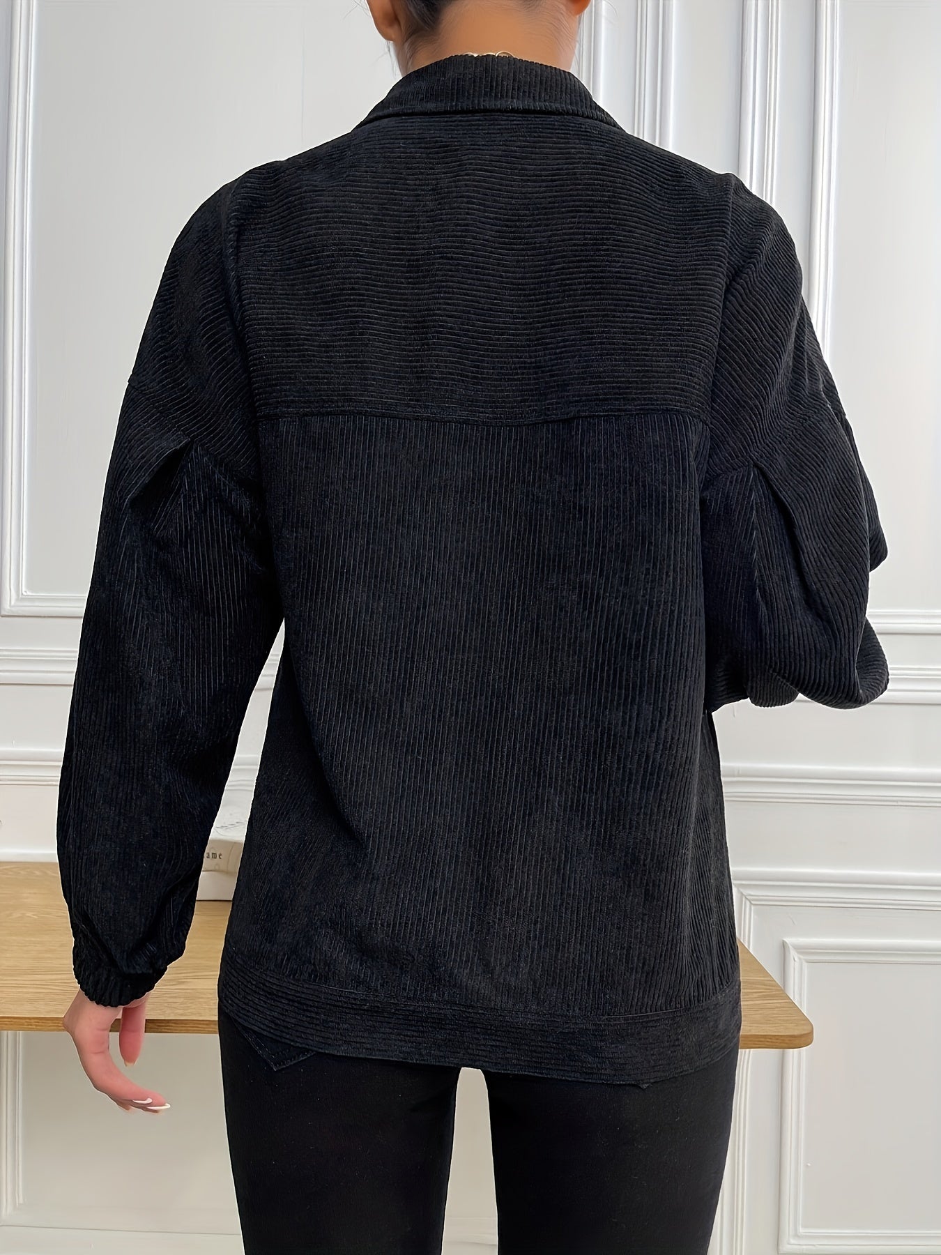 Corduroy Button Up Jacket Long Sleeve Outwear