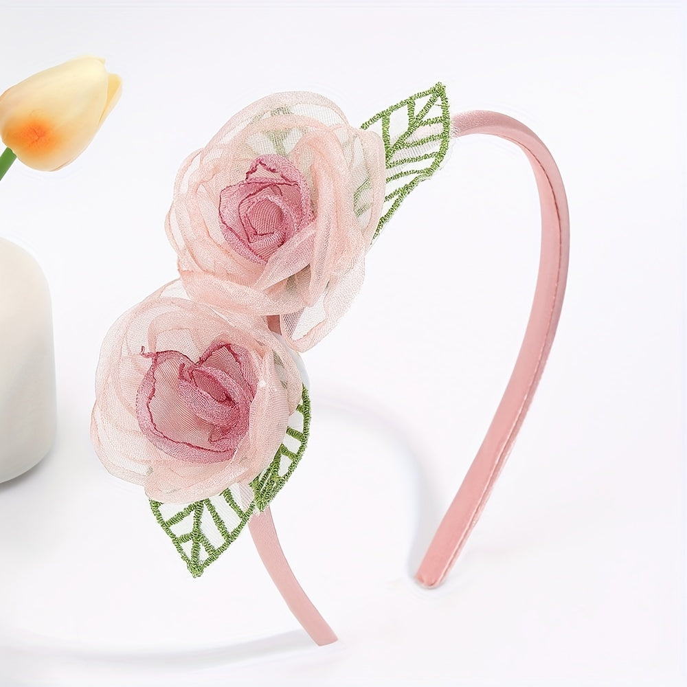 Floral Headband Baby Girls 2 Flowers Toddler Hair Hoop