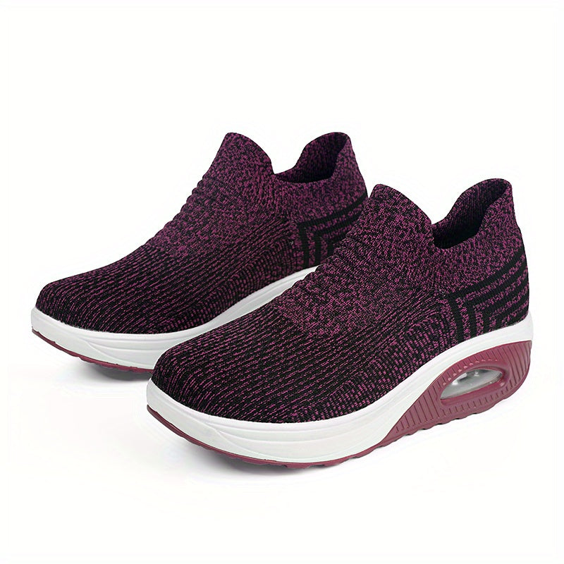 Women's Breathable Wedge Sneakers Slip On Outdoor Walking Shoes