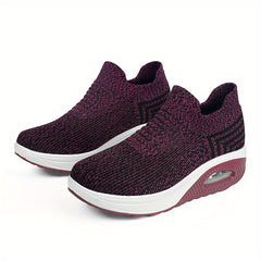 Women's Breathable Wedge Sneakers Slip On Outdoor Walking Shoes