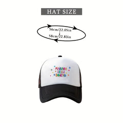 Letter Print Mesh Trucker Hat Y2K Block Cartoon Letter Baseball Cap