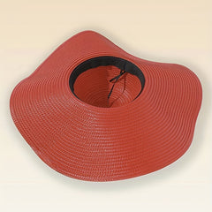 Red Oversized Floppy Sun Hat Wide Brim Sunshade Travel Beach Hat