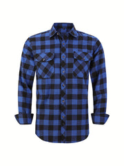 Men's Casual Plaid Button Up Shirt