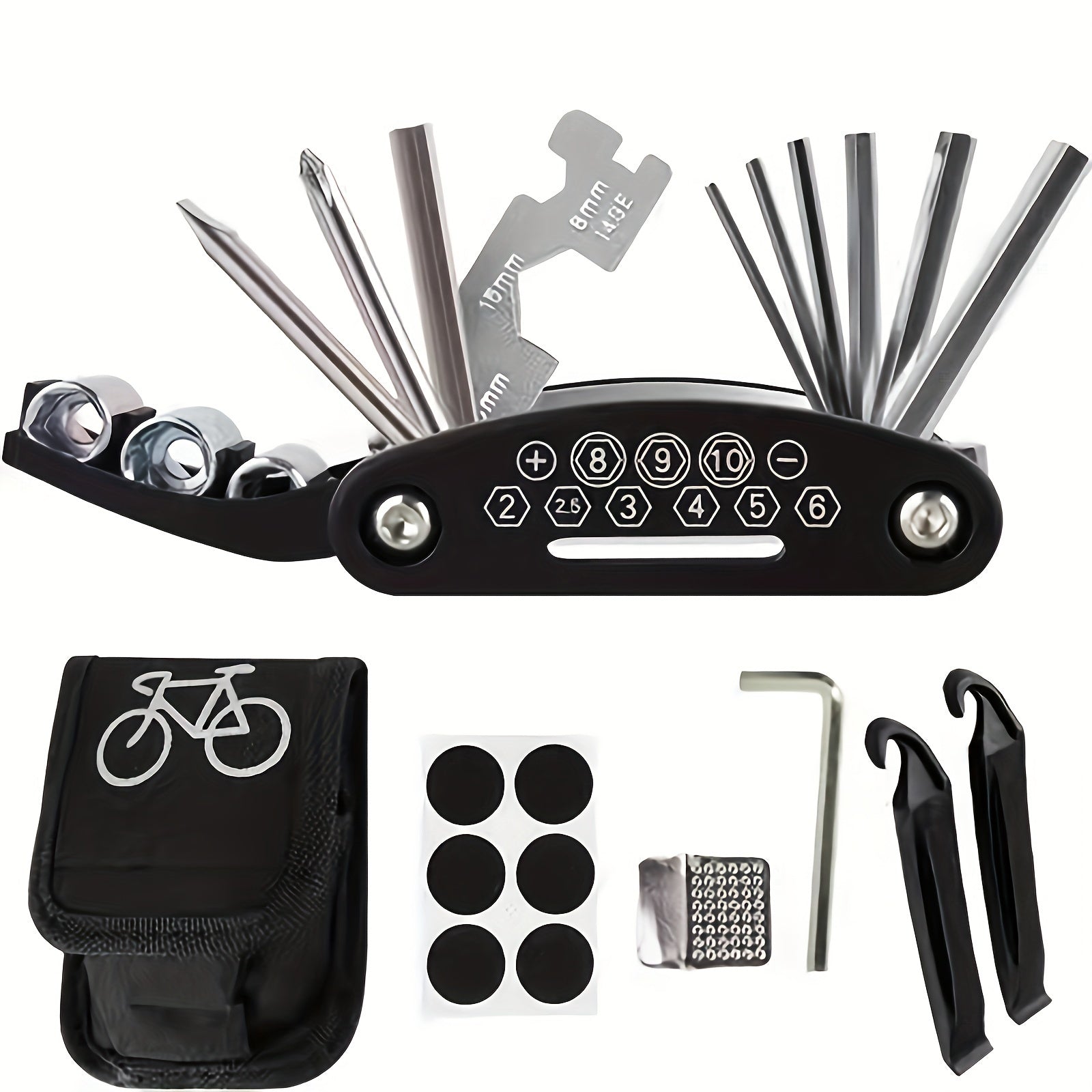 15 in 1 Wrench Set Bicycle Tire Repair Tool Multifunctional Folding Car Repair
