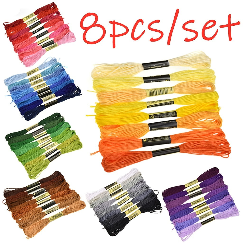 8pcs Embroidery Thread Cross Stitch Floss Kit DIY Sewing Th