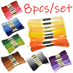 8pcs Embroidery Thread Cross Stitch Floss Kit DIY Sewing Th