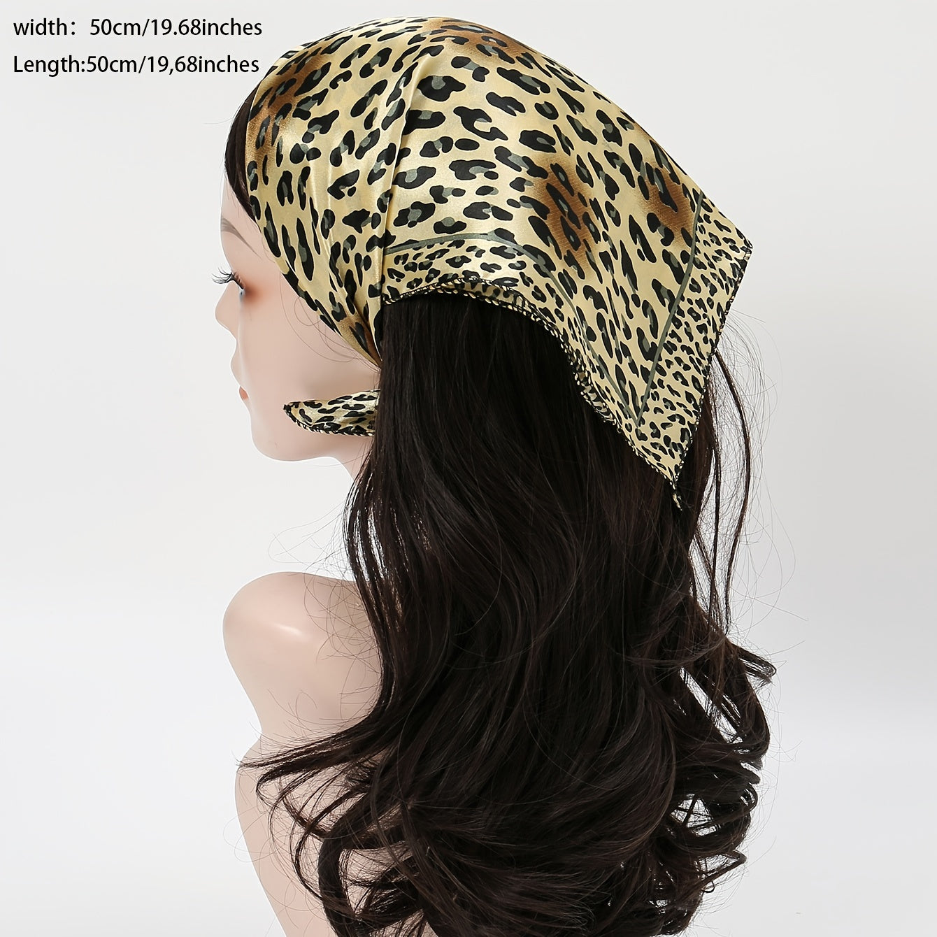 Vintage Leopard Print Satin Scarf Neckerchief Head Wrap Hair Accessories