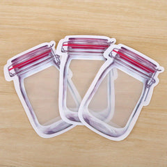 3pcs Mason Jar Zipper Bags Reusable Food Storage Pouch for Snacks and Dry Goods