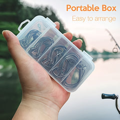 50pcs High Carbon Steel Worm Hooks with Tackle Box for Saltwater Fishing