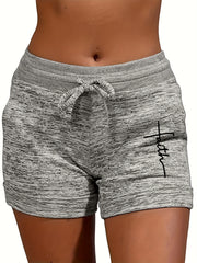 Letter Print Drawstring Shorts for Spring & Summer Women
