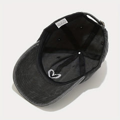 Cotton Vintage Heart Embroidered Baseball Cap Adjustable Dad Hat