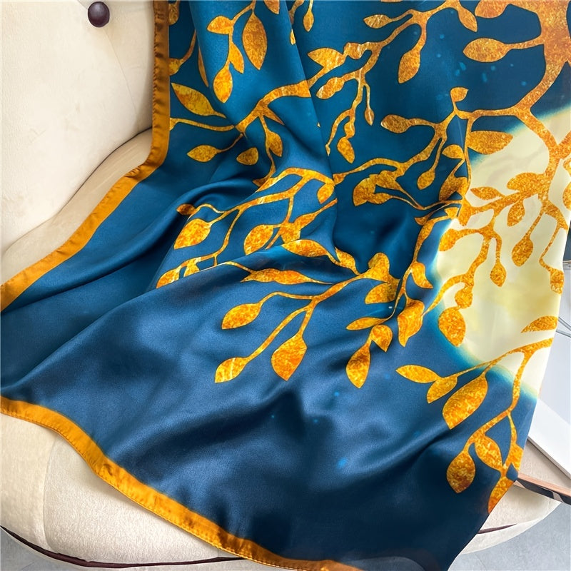 Golden & Square Scarf Lucky Tree Satin Sunscreen Shawl