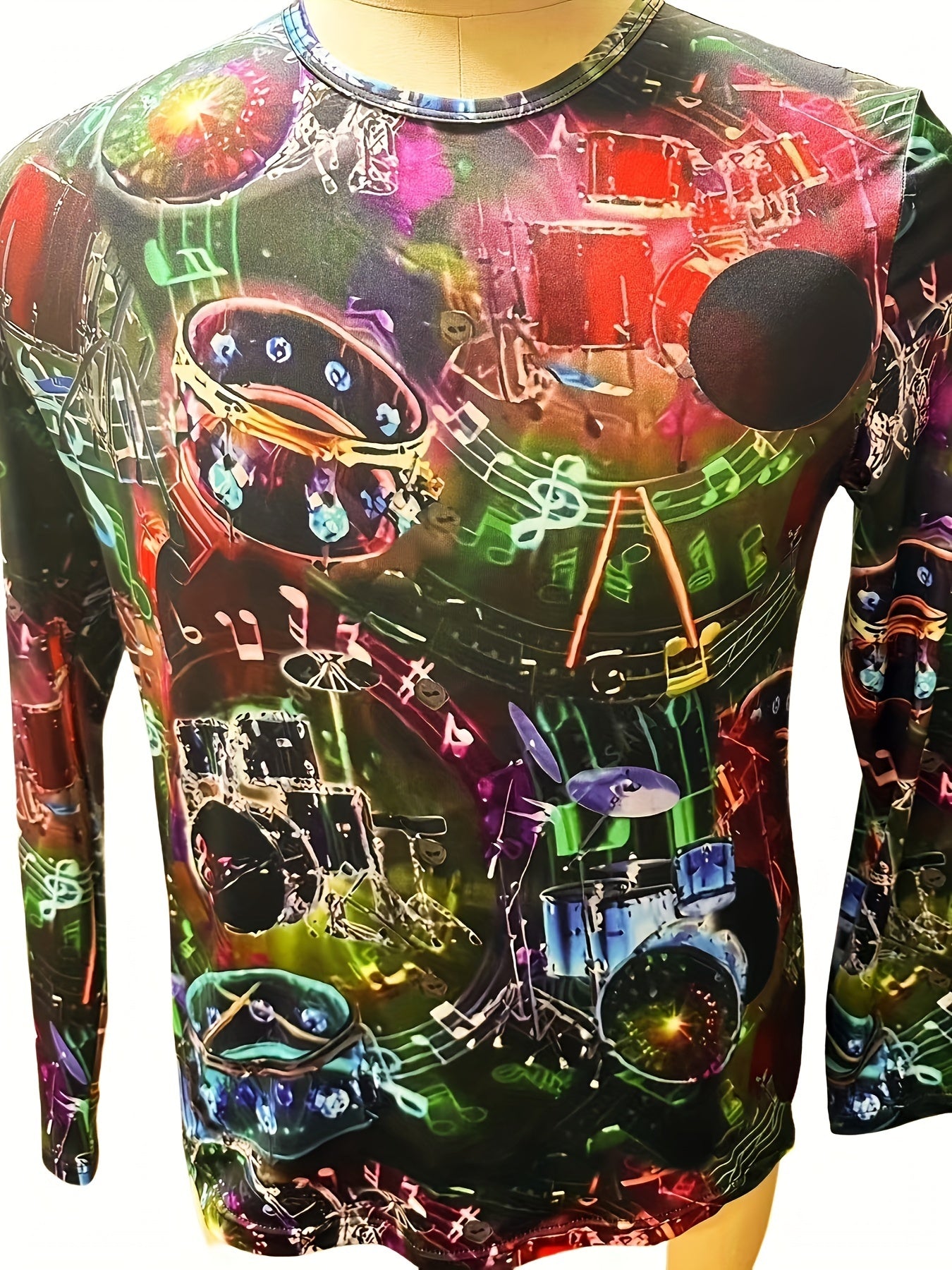 Rings And Musical Notes Print Men's Long Sleeve T-shirt
