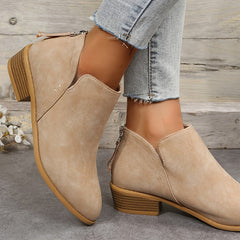 Block Heel Pointed Toe Ankle Boots - Women's Outdoor Footwear