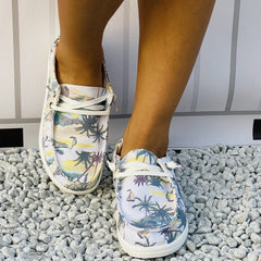 Women's Coconut Tree Boat Shoes Anti Slip Casual Walking Shoes