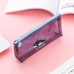 Whale PVC Pencil Case for School, Office, Home