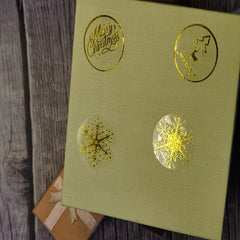 500 pcs 1.5in 3 Round Transparent Golden Christmas Self-adhesive Sticker