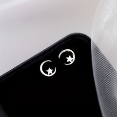 Hollow Moon Star Stud Earrings for Girls