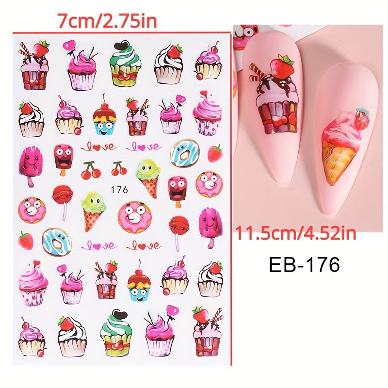 Evil Eye Snake Heart Nail Art Stickers 3D Self Adhesive Flame Animal Nail Decals