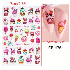 Evil Eye Snake Heart Nail Art Stickers 3D Self Adhesive Flame Animal Nail Decals