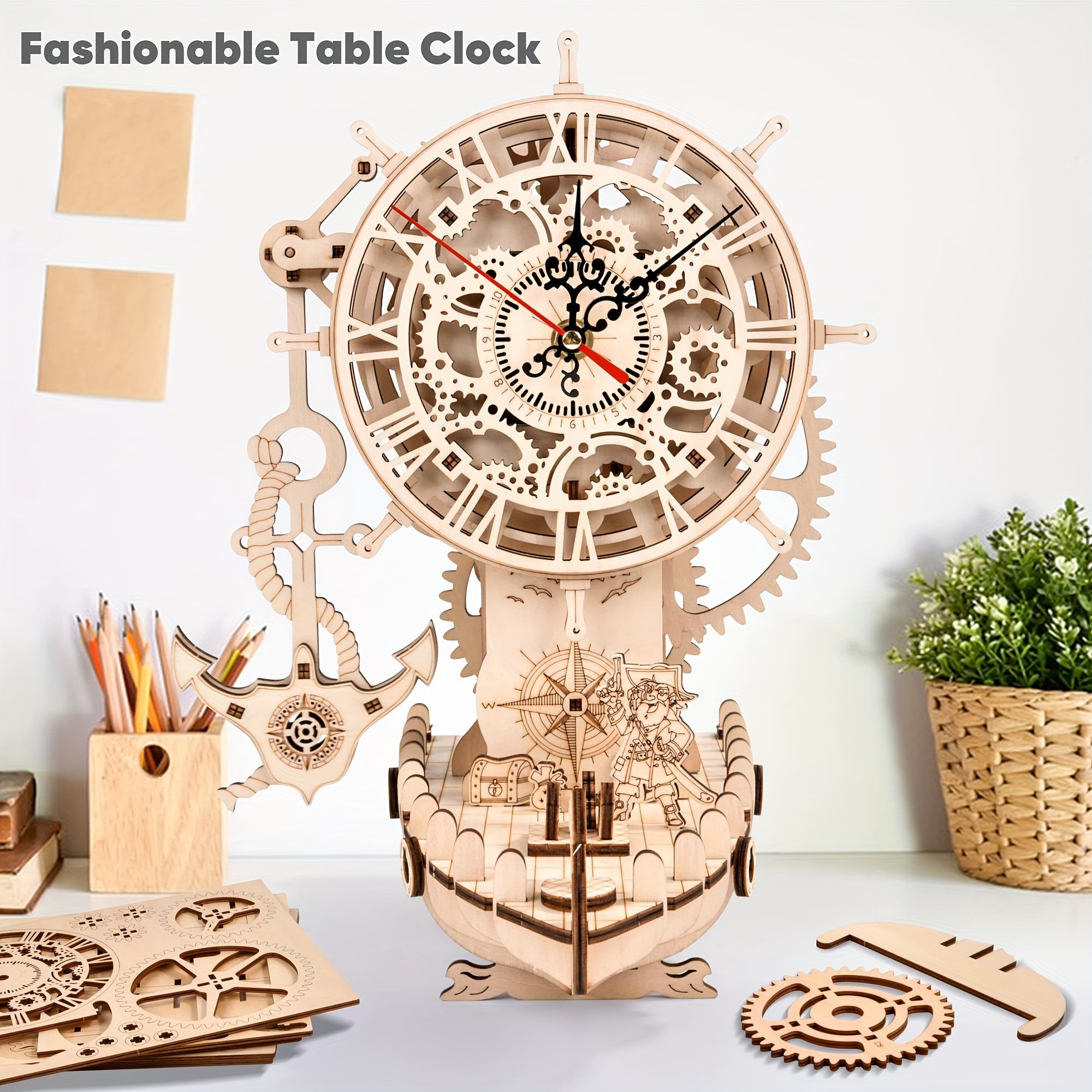 Pirate 3D Wooden Clock Puzzle Kit for Adults