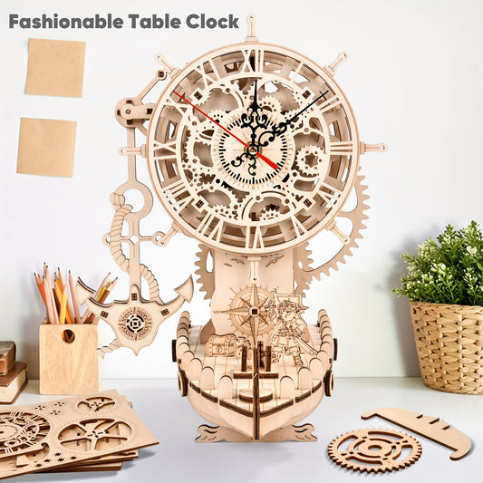 Pirate 3D Wooden Clock Puzzle Kit for Adults