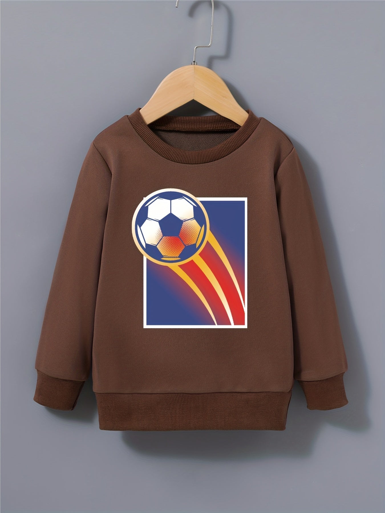 Boys Football Print Sweatshirt - Long Sleeve Crew Neck Top