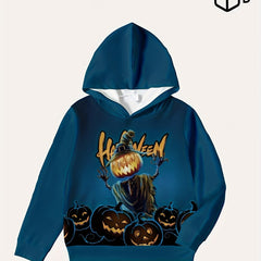 Pumpkin Witch Pattern Kid's Hoodie HALLOWEEN Print Unisex Pullover Causal