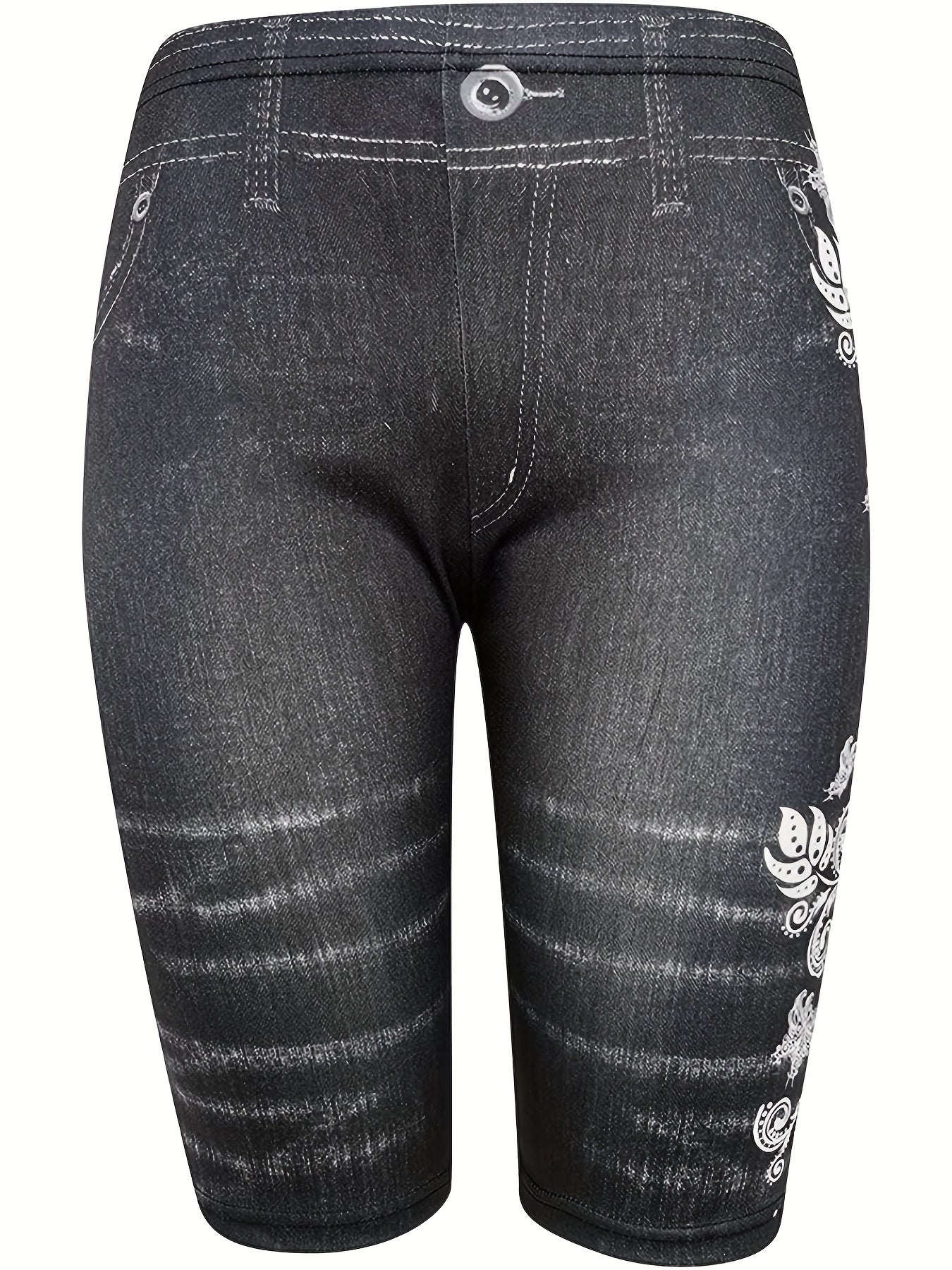 Casual Shorts Women's Floral Print Stretch Skinny Fit Short Leggings
