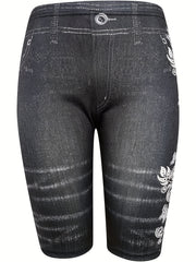 Casual Shorts Women's Floral Print Stretch Skinny Fit Short Leggings
