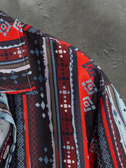 Boho Stripe Print Men's Short Sleeve Shirt